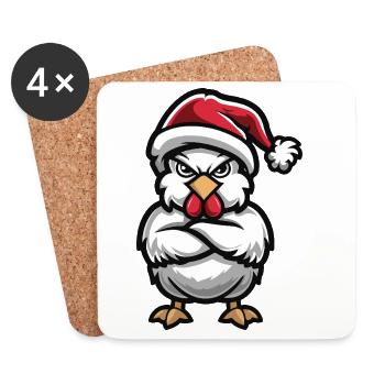 Chicken Christmas - Coasters (set of 4) - white - Front