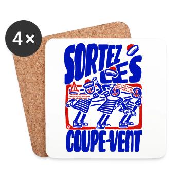 Sortez les coupe vent rétro bleu blanc rouge - Dessous de verre (lot de 4) - blanc - Devant