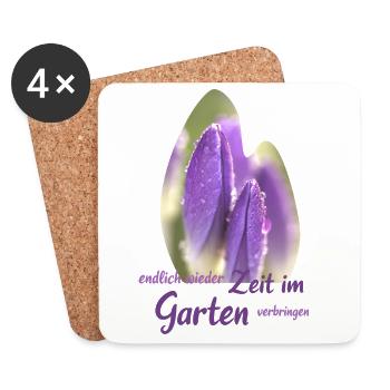 Temps dans le jardin Fleurs pourpres Fleurs Magiques Printemps - Dessous de verre (lot de 4) - blanc - Devant