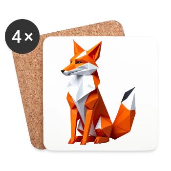 Geometric Polygon Fox - Coasters (set of 4) - white - Front