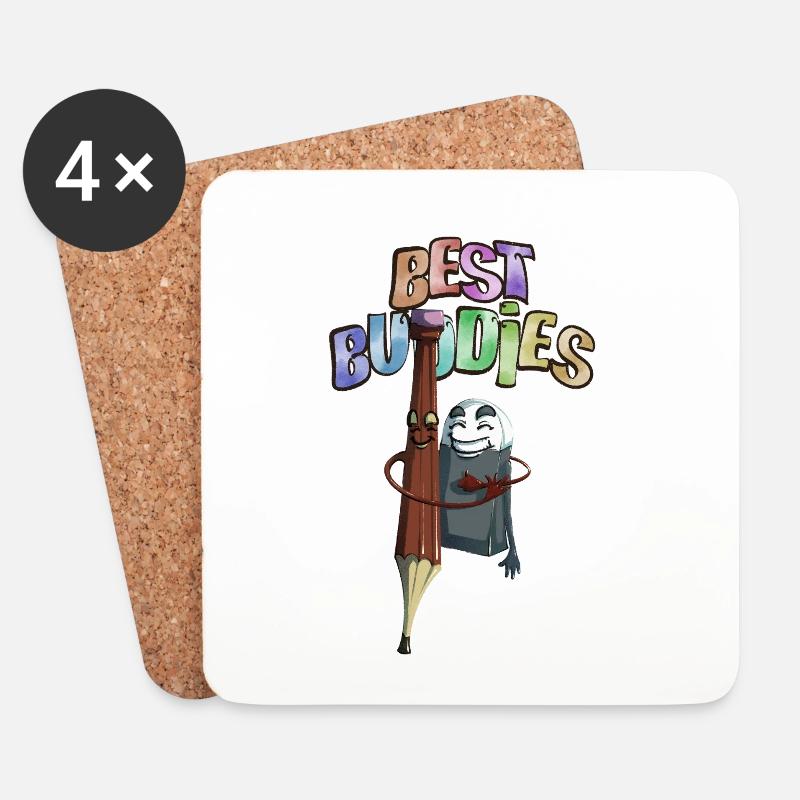 Best Friends Radierstift - Untersetzer (4er-Set) - Weiß