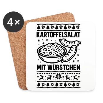 kartoffelsalat würstchen - Untersetzer (4er-Set) - Weiß - Vorne