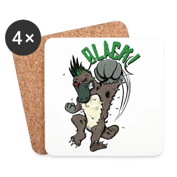 Fighting platypus - Coasters (set of 4) - white - Front