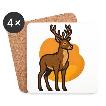 Deer in orange heart background - Coasters (set of 4) - white - Front