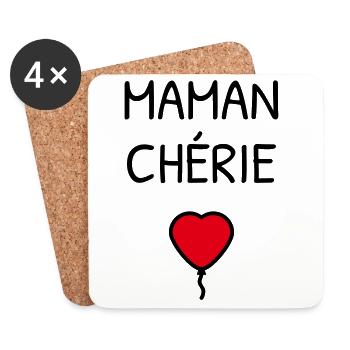 Maman Chérie – Muttertag - Untersetzer (4er-Set) - Weiß - Vorne