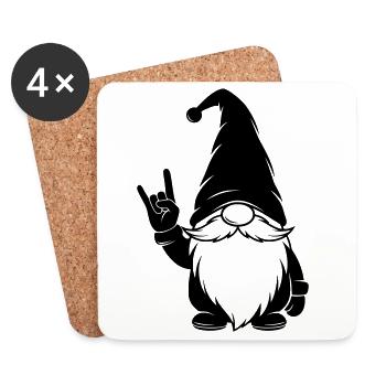 Cool gnome with victory sign - Coasters (set of 4) - white - Front