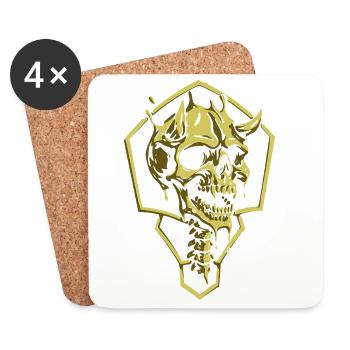 Golden Geometric Skull - Coasters (set of 4) - white - Front