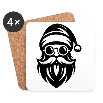 Ho Ho Hipster Santa Claus Tattoo Style - Coasters (set of 4) - white - Front