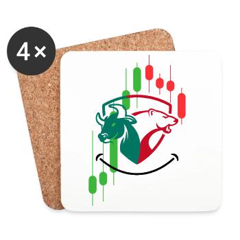 Marché baissier et marché haussier - Dessous de verre (lot de 4) - blanc - Devant
