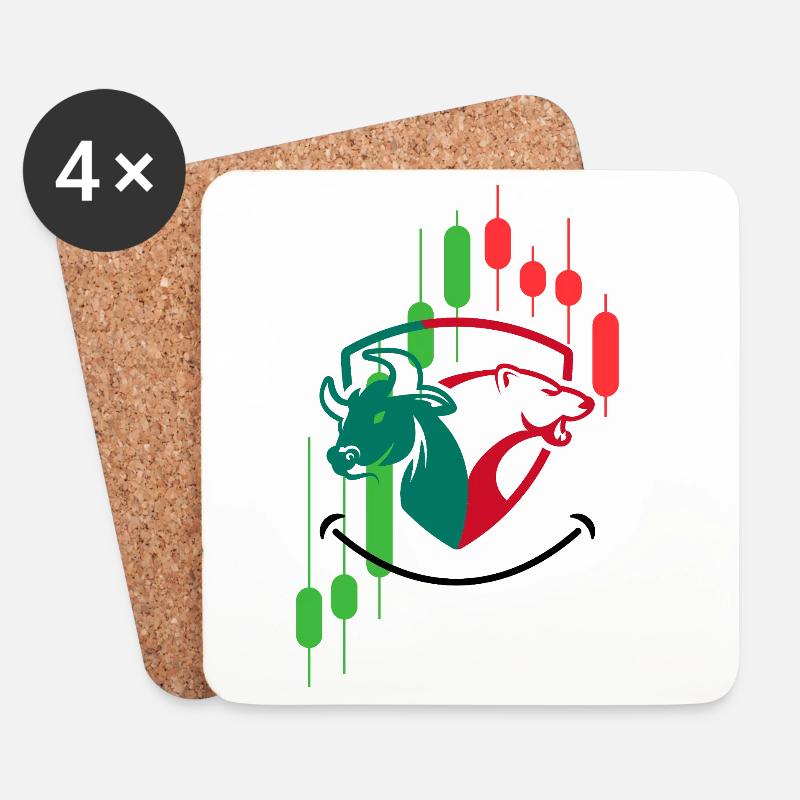 Bären- und Bullenmarkt - Untersetzer (4er-Set) - Weiß