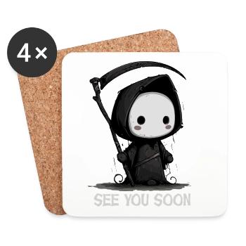Mignon Grim Reaper à bientôt - Dessous de verre (lot de 4) - blanc - Devant
