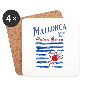 Mallorca 2022 Palma Beach Crab - Coasters (set of 4) - white - Front