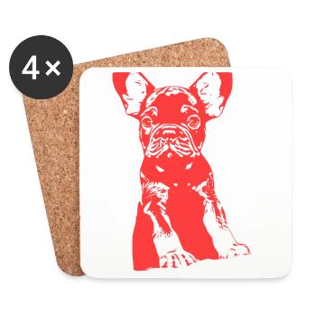 Bouledogue - Dessous de verre (lot de 4) - blanc - Devant