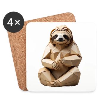Polygon Sloth Snuggle Design - Coasters (set of 4) - white - Front