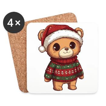 Noël de Noël Ours - Dessous de verre (lot de 4) - blanc - Devant