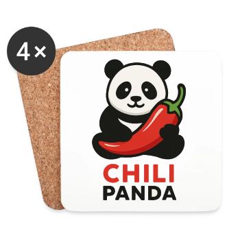 Chile-Panda-Illustration - Untersetzer (4er-Set) - Weiß - Vorne