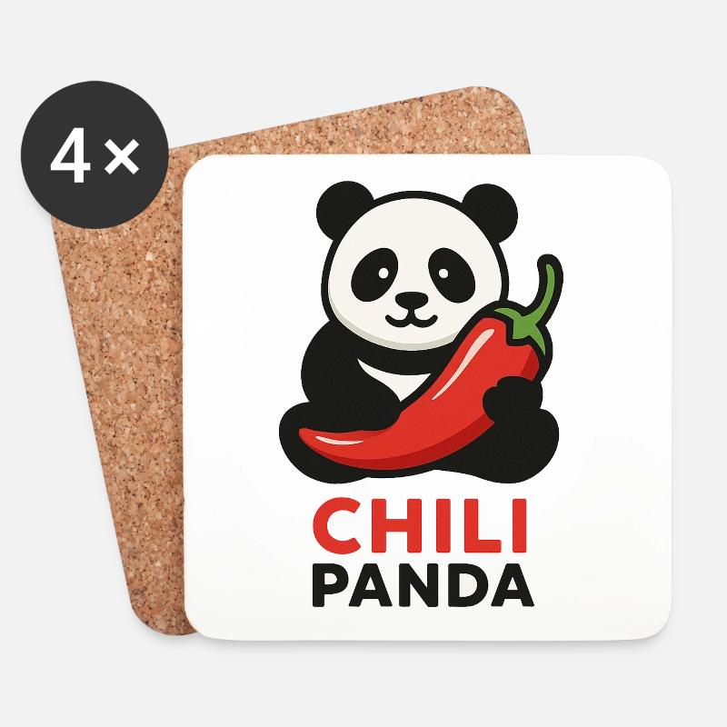 Chile-Panda-Illustration - Untersetzer (4er-Set) - Weiß