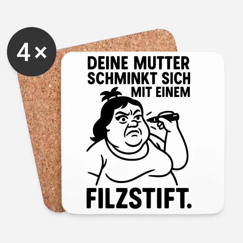 deine mutter witz filzstift schminken - Untersetzer (4er-Set) - Weiß