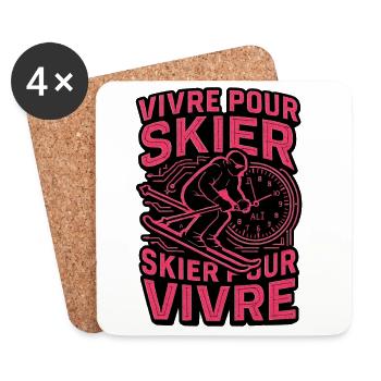 Vivre pour skier, skier pour vivre - Dessous de verre (lot de 4) - blanc - Devant