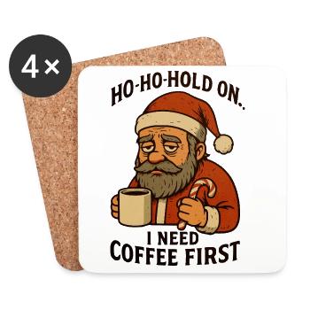 Weihnachts-Santa Kaffee zuerst - Untersetzer (4er-Set) - Weiß - Vorne