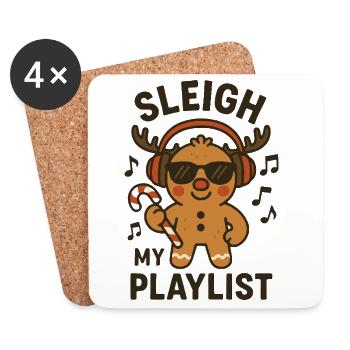 Sleigh My Playlist Lebkuchen DJ - Untersetzer (4er-Set) - Weiß - Vorne