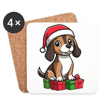 Beagle Hund Weihnachten Geschenke - Untersetzer (4er-Set) - Weiß - Vorne