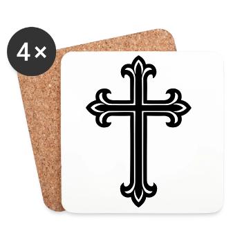 Symbole de croix chrétien - Dessous de verre (lot de 4) - blanc - Devant