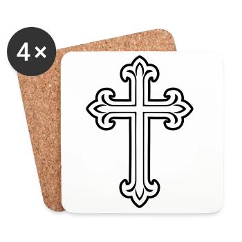 Symbole de croix chrétien - Dessous de verre (lot de 4) - blanc - Devant
