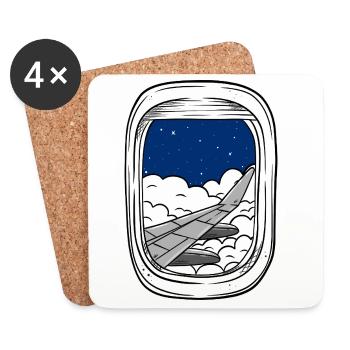 Nachtflug über Wolkenfenster - Untersetzer (4er-Set) - Weiß - Vorne