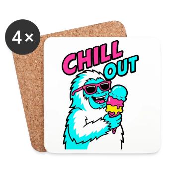 Chill Out Yeti - Untersetzer (4er-Set) - Weiß - Vorne