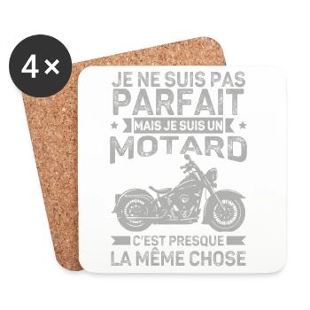 Biker Not Perfect Humor Motorcycle - Coasters (set of 4) - white - Front