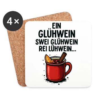 Un vin chaud, deux vins chauds – Noël drôle - Dessous de verre (lot de 4) - blanc - Devant