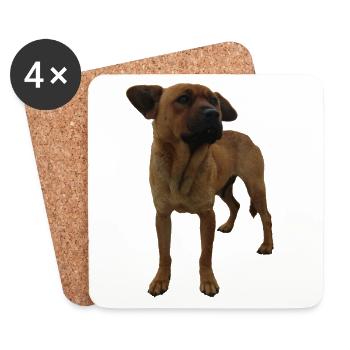 Chien - Dessous de verre (lot de 4) - blanc - Devant