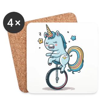Unicorn on a unicycle – a colourful dream - Coasters (set of 4) - white - Front