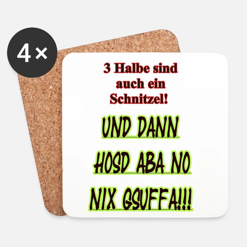 Half Schnitzel Saying Shirt - Coasters (set of 4) - white
