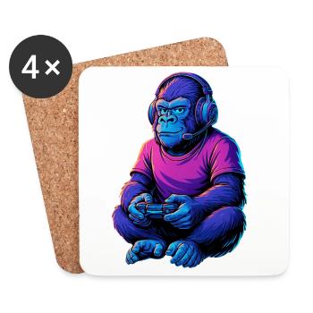 Gorilla Gaming Gamer Zocken Zocker Videospiele - Untersetzer (4er-Set) - Weiß - Vorne