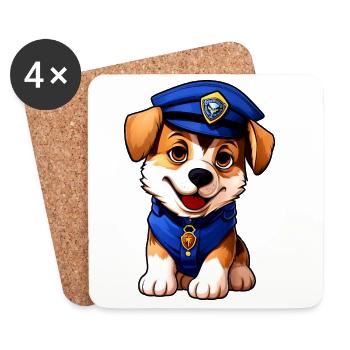 Dog Policeman - Coasters (set of 4) - white - Front