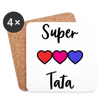 TATA. TANTE. PATIN. MAMA. WERDENDE MUTTER. RELATIV - Untersetzer (4er-Set) - Weiß - Vorne