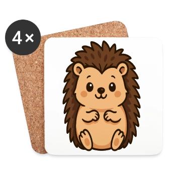 Cuddly Hedgehog Cartoon - Coasters (set of 4) - white - Front