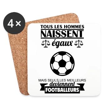 Tous les hommes naissent égaux footballeur Foot  - Dessous de verre (lot de 4) - blanc - Devant