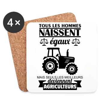 All men are born equal farmers - Coasters (set of 4) - white - Front