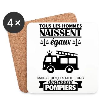 All men are born equal firefighters Firefighter - Coasters (set of 4) - white - Front