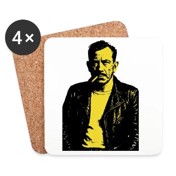 John Steinbeck Noir Rebel Portrait - Coasters (set of 4) - white - Front