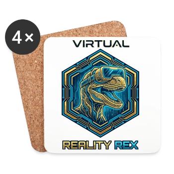 Virtual Reality Rex Dino - Untersetzer (4er-Set) - Weiß - Vorne