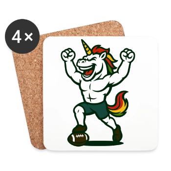 Unicorn Football Victory Mascot Power Design - Coasters (set of 4) - white - Front