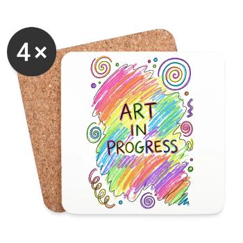 Art In Progress Kritzelei - Untersetzer (4er-Set) - Weiß - Vorne