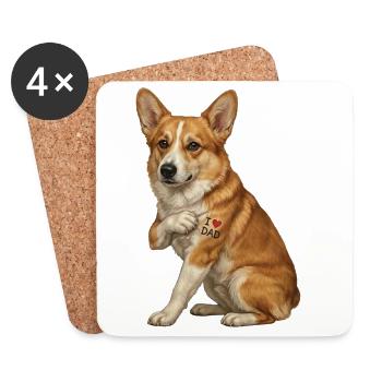 Corgi Love Dad Heart Tattoo - Coasters (set of 4) - white - Front