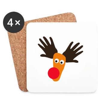 Weihnachts Rentier - Untersetzer (4er-Set) - Weiß - Vorne