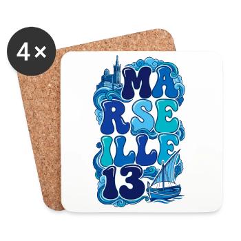 Marseille 13 Bouches du Rhône PACA Bonne Mère - Coasters (set of 4) - white - Front