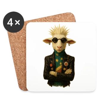 Punkgoat with star band - Coasters (set of 4) - white - Front